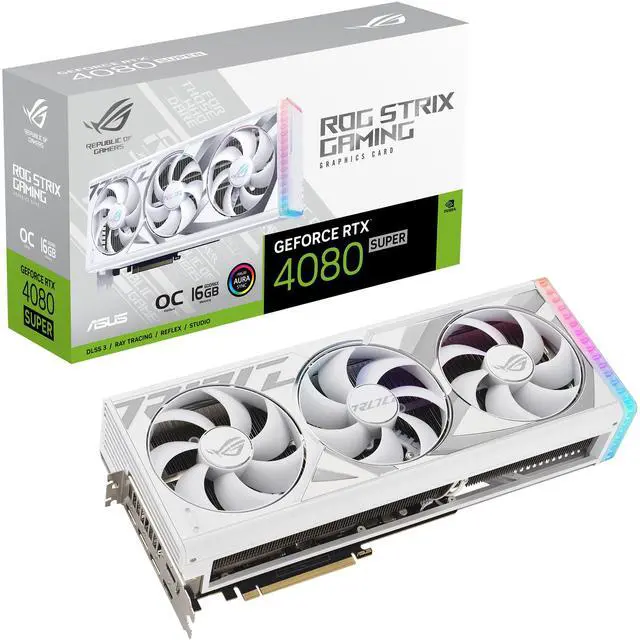 Alt view image 7 of 7 - ASUS ROG Strix GeForce RTX 4080 SUPER White OC Edition Gaming Graphics Card (PCIe 4.0, 16GB GDDR6X, DLSS 3, HDMI 2.1a, DisplayPort 1.4a, Vapor Chamber) ROG-STRIX-RTX4080S-O16G-WHITE