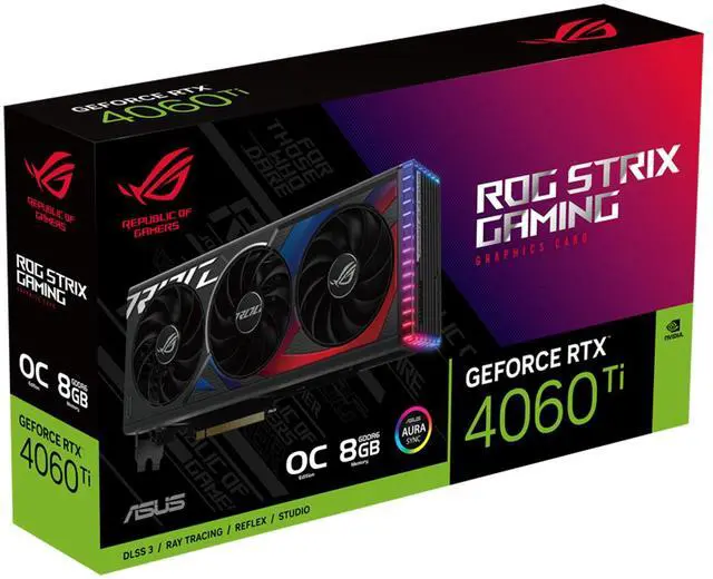 Alt view image 6 of 7 - ASUS ROG Strix GeForce RTX 4060 Ti OC Edition Gaming Graphics Card (PCIe 4.0, 8GB GDDR6, DLSS 3, HDMI 2.1, DisplayPort 1.4a) ROG-STRIX-RTX4060TI-O8G-GAMING