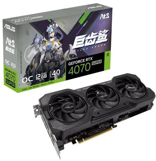Main image of ASUS ATS GeForce RTX 4070 SUPER EVO OC Edition 12GB GDDR6X (PCIe 4.0, 12GB GDDR6X, DLSS 3, HDMI 2.1a, DisplayPort 1.4a, Axial-tech fan design) ATS-RTX4070S-O12G