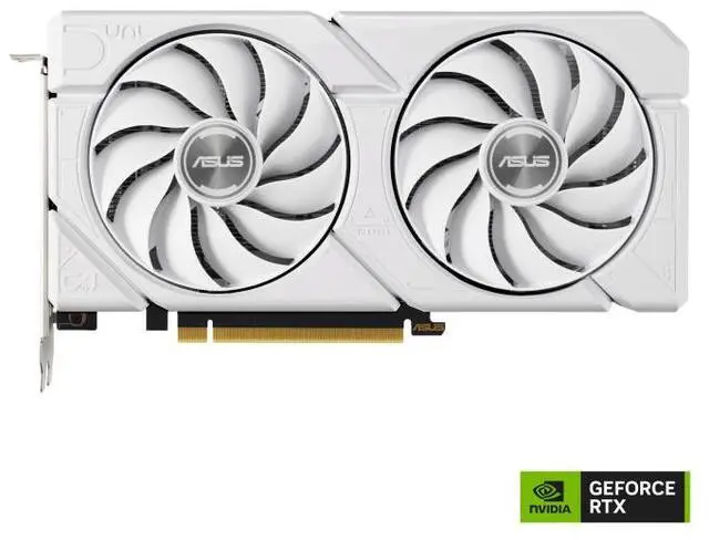 Main image of ASUS Dual GeForce RTX 4060 Ti EVO white OC Edition 8GB GDDR6 (PCIe 4.0, 8GB GDDR6, DLSS 3, HDMI 2.1a, DisplayPort 1.4a, Axial-tech fan design, 0dB technology, ) DUAL-RTX4060TI-O8G-EVO-WHITE