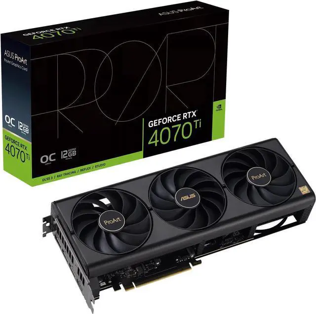 Main image of ASUS PROART GeForce RTX 4070 Ti Gaming Graphics Card,  Video Card  (PCIe 4.0, 12GB GDDR6X, HDMI 2.1a, DisplayPort 1.4a),  PROART-RTX4070TI-O12G