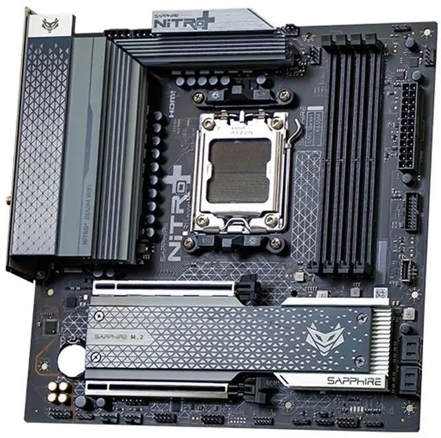 Alt view image 3 of 7 - Sapphire Tech Motherboard +CPU Combo, NITRO+ B650M WiFi AM5 Motherboard & Ryzen 7 9700X 8-Core CPU Combo | PCIe 5.0 Support, 12+2+1 Power Phase, DDR5 7600MT/s, Dual M.2, Wi-Fi 6, 4K 144Hz HDMI
