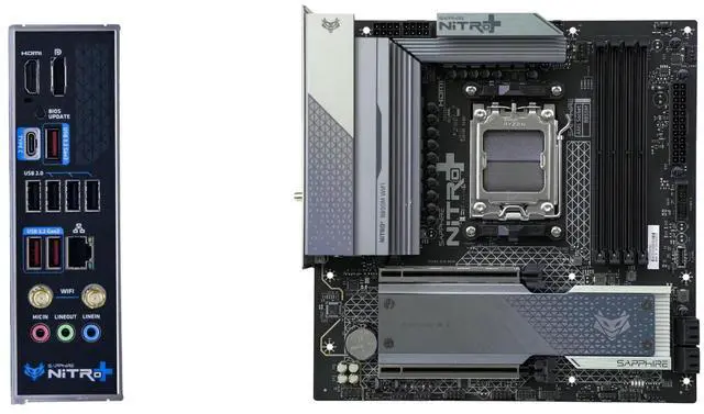 Alt view image 4 of 7 - Sapphire Tech NITRO+ B850M WIFI AM5 Motherboard &  Ryzen 7 7800X3D 8-Core CPU Combo | 96MB 3D V-Cache, PCIe 5.0 M.2, DDR5 8000+ OC, Wi-Fi 6 Gaming Bundle