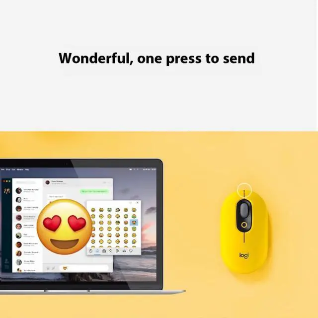 Alt view image 5 of 7 - Logitech POP Keys Wireless Mechanical Keyboard + POP Mouse (Sunny Yellow) - Bluetooth Combo with Custom Emoji Keys, Silent Clicks, 3-Device Pairing