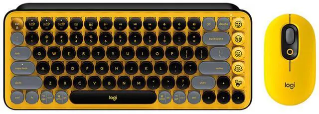 Alt view image 2 of 7 - Logitech POP Keys Wireless Mechanical Keyboard + POP Mouse (Sunny Yellow) - Bluetooth Combo with Custom Emoji Keys, Silent Clicks, 3-Device Pairing