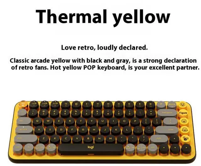 Alt view image 3 of 7 - Logitech POP Keys Wireless Mechanical Keyboard + POP Mouse (Sunny Yellow) - Bluetooth Combo with Custom Emoji Keys, Silent Clicks, 3-Device Pairing