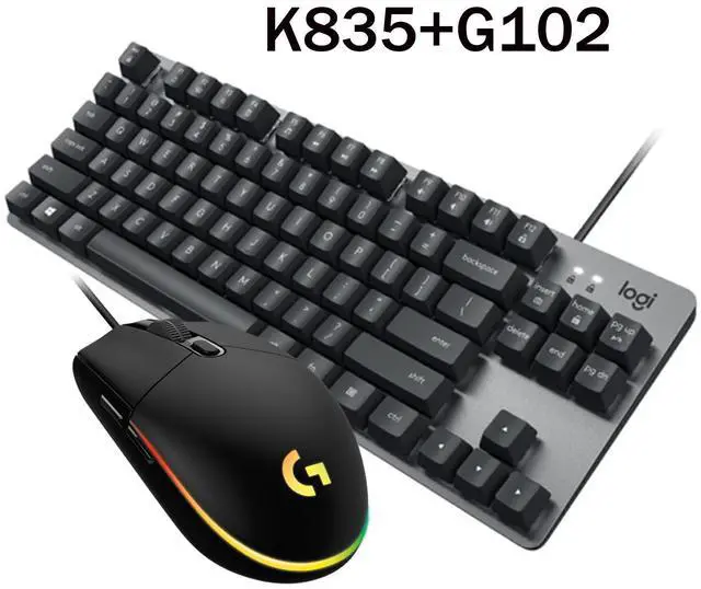 Alt view image 7 of 7 - Logitech Mouse & Key Set, K835 TKL Mechanical Keyboard (Black) + G102 Wired Gaming Mouse (Black) - 87 Keys, 8000 DPI, RGB Lighting, Durable Build