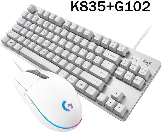 Alt view image 7 of 7 - Logitech Mouse & Key Set, K835 Compact Mechanical Keyboard (White) & G102 Lightsync Mouse (White) - Wired Gaming Combo, Tactile Feedback, 6 Programmable Buttons