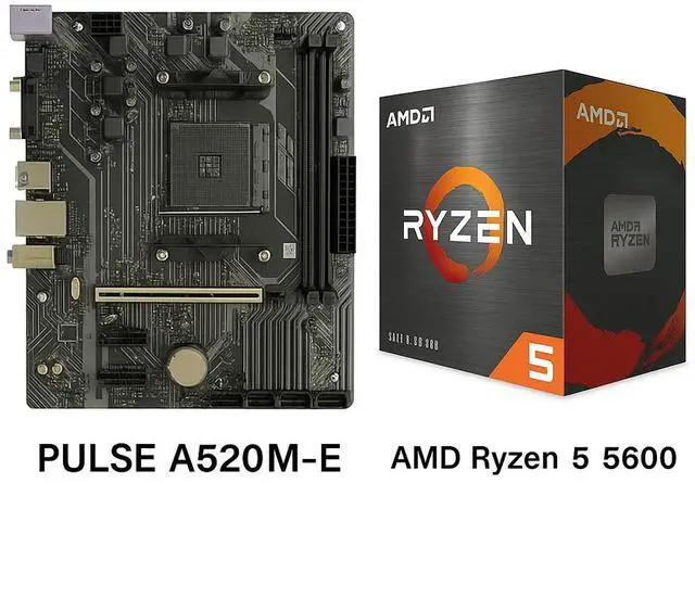 Main image of Sapphire Tech PULSE A520M-E AM4 Motherboard &  Ryzen 5 5600 6-Core CPU Combo | DDR4 4600+ OC, PCIe 3.0 M.2, Vega 7 Ready, Budget Gaming & Productivity Bundle