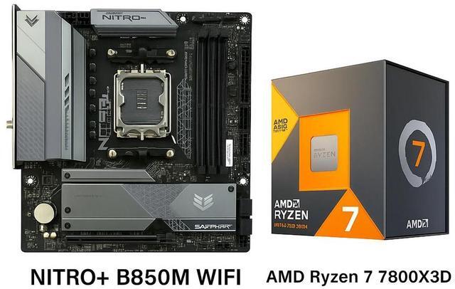 Main image of Sapphire Tech NITRO+ B850M WIFI AM5 Motherboard &  Ryzen 7 7800X3D 8-Core CPU Combo | 96MB 3D V-Cache, PCIe 5.0 M.2, DDR5 8000+ OC, Wi-Fi 6 Gaming Bundle