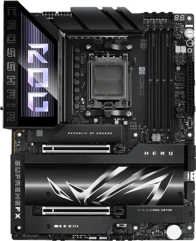 Alt view image 2 of 7 - ASUS ROG CROSSHAIR X870E HERO AMD X870E AM5 ATX motherboard, Advanced AI PC ready, 18+2+2 power stages, DDR5, PCIe 5.0, 5x M.2, Wi-Fi 7, USB4, AI Overclocking, Core Flex, PCIe Slot Q-Release Slim