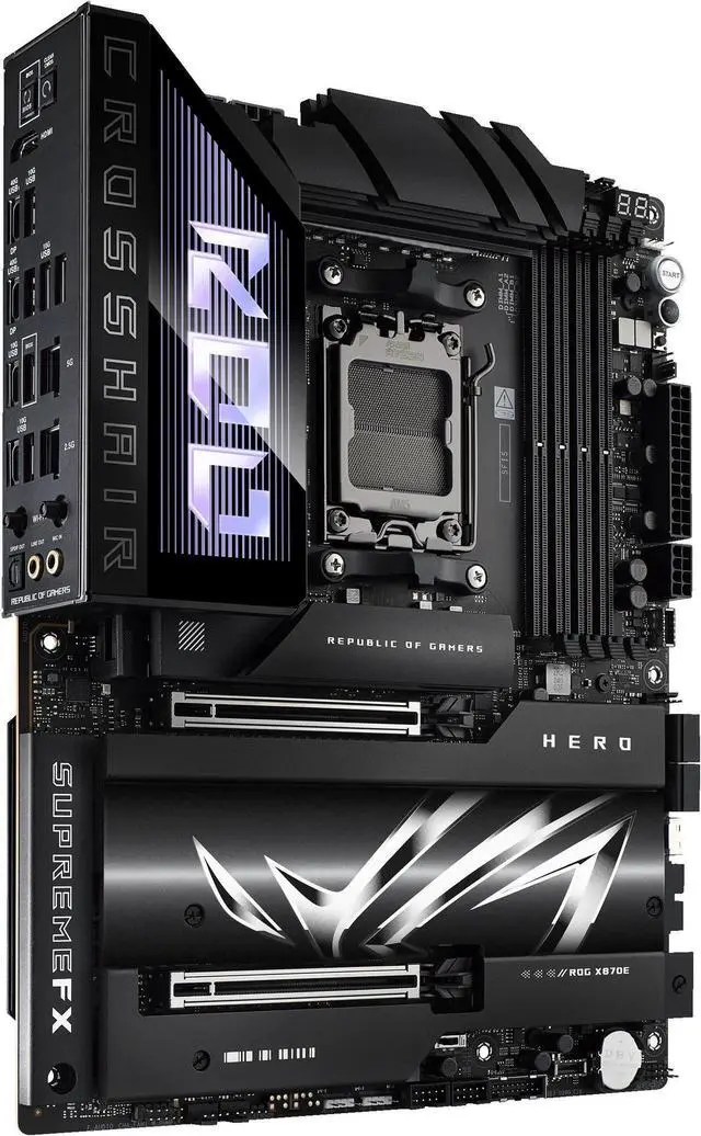 Alt view image 3 of 7 - ASUS ROG CROSSHAIR X870E HERO AMD X870E AM5 ATX motherboard, Advanced AI PC ready, 18+2+2 power stages, DDR5, PCIe 5.0, 5x M.2, Wi-Fi 7, USB4, AI Overclocking, Core Flex, PCIe Slot Q-Release Slim