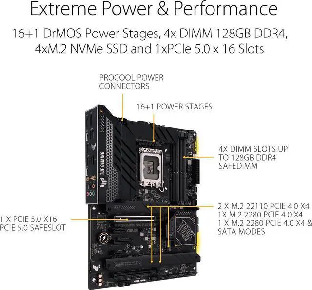 Alt view image 6 of 7 - ASUS TUF Gaming Z790-Plus WiFi D4 LGA 1700(Intel14th & 13th &12th Gen) ATX gaming motherboard(PCIe 5.0, DDR4,4xM.2 Slots,16+1 DrMOS, WiFi 6,Intel 2.5Gb LAN, front USB 3.2 Gen 2 Type-C®, Thunderbolt 4(