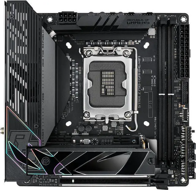 Alt view image 2 of 7 - ASUS ROG Strix Z790-I Gaming WiFi 6E LGA 1700 (Intel 14th & 13th & 12th Gen) mini-ITX gaming motherboard (PCIe 5.0,DDR5,10+1 power stages,Thunderbolt 4,2.5 Gb LAN,USB 3.2 Gen 2x2 front panel Type-C, 2