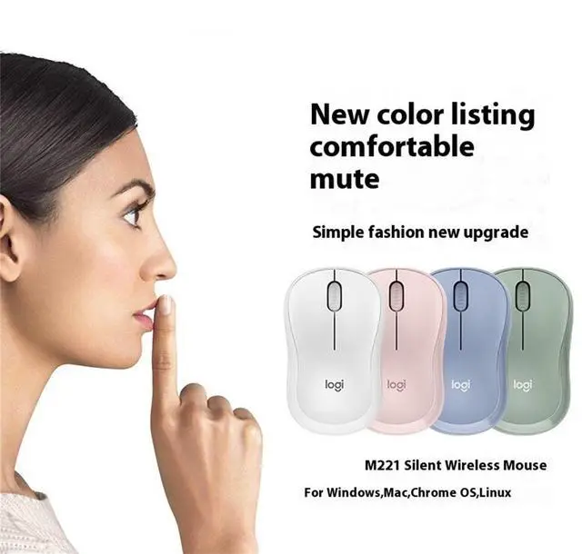 Alt view image 5 of 6 - Logitech M221 Silent Wireless Mouse, Office home Mouse Symmetric Mouse with Wireless Micro Receiver, 1000dpi, 3buttons, for Windows® 7 or later/macOS 10.11 or later/ChromeOS, blue