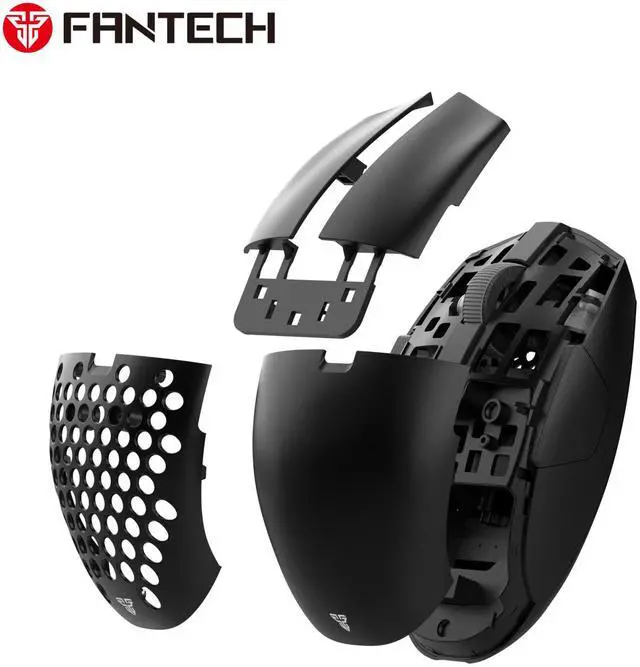 Alt view image 7 of 7 - FANTECH ARIA E XD7E Black Gaming Mouse - Huano Transparent Blue Shell Pink Dots,70Hours Battery Life,Pixart 3311 Sensor,Dual Mode Connectivity,12000DPI Adjustable,6 Buttons(Black)