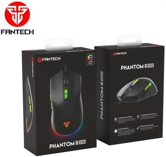 Alt view image 5 of 7 - FANTECH VENOM GO VX6 Black Wired Gaming Mouse,2400 DPI Adjustable, 7 Buttons,20 MILLION CLICKSRGB Lighting Effect, 7D Macro Function Performance,Ergonomic Design for PC/Computer (Black)