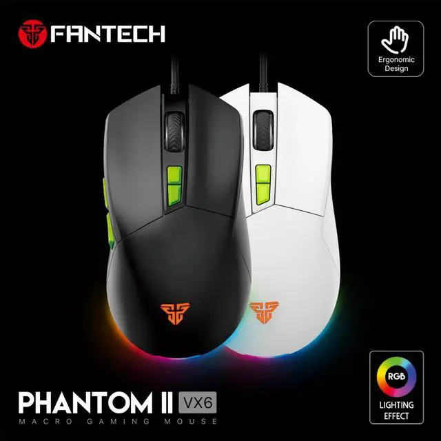 Alt view image 7 of 7 - FANTECH VENOM GO VX6 Black Wired Gaming Mouse,2400 DPI Adjustable, 7 Buttons,20 MILLION CLICKSRGB Lighting Effect, 7D Macro Function Performance,Ergonomic Design for PC/Computer (Black)