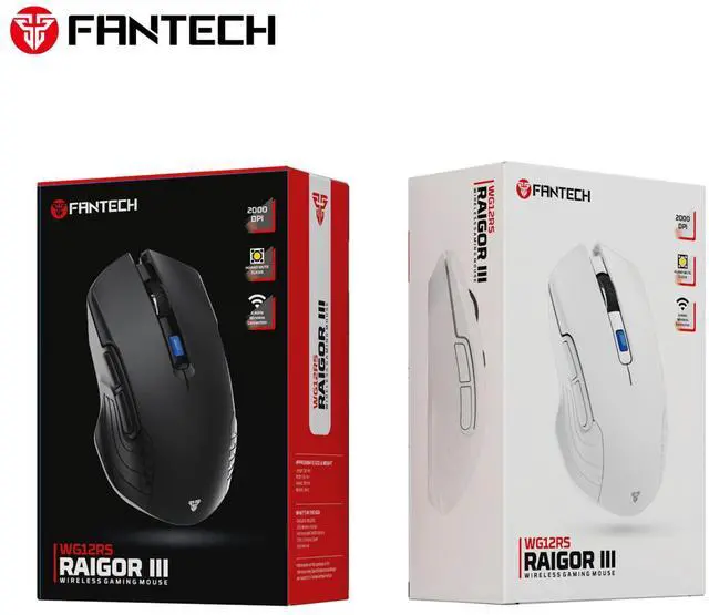 Alt view image 4 of 5 - FANTECH RAIGOR III WG12RS White Gaming Mouse - 2000DPI, 2.4GHzWireless Connection, Huano Mute Clicks, Bulit-in Rechargeable Battery, 6 Buttons,Ergonomic Design for PC/Computer(White)