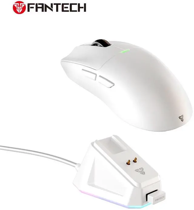 Alt view image 7 of 7 - FANTECH TANTO EWG13E Black Gaming Mouse - 12000DPI, 2.4GHzWireless Connection, Huano Transparent Green Shell White Dots,45Hours Battery Life,Supports RGBCharging Dock,Pixart 3311 Sensor(White)
