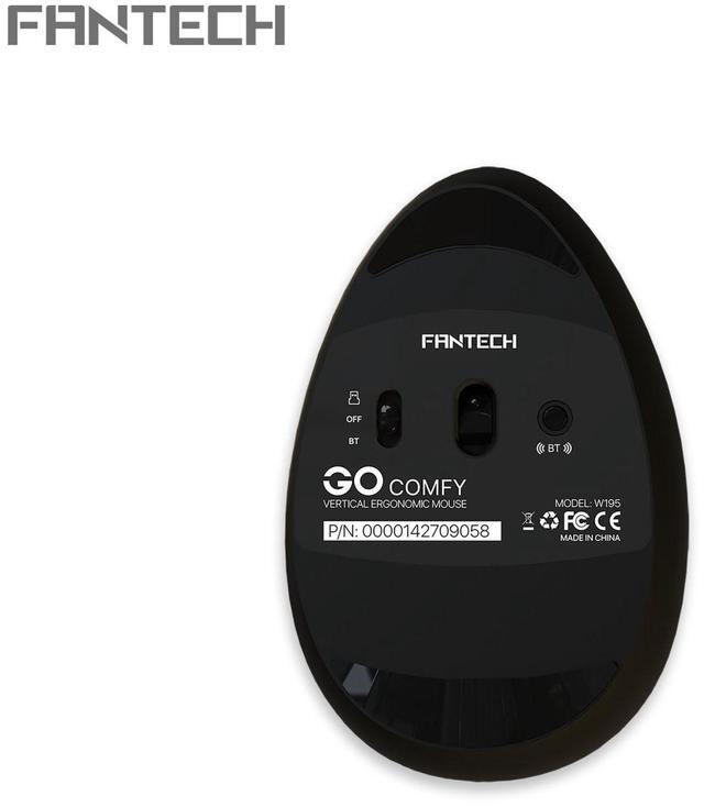 Alt view image 4 of 6 - FANTECH GO COMFY W195 Black Gaming Mouse -Slient Switches,Dual Mode Connection,57°Vertical Angle,1600DPI Adjustable,7Buttons,Ergonomic Design for PC/Computer(Black)