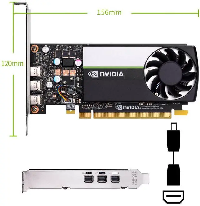 Alt view image 6 of 6 - NVIDIA Quadro T400 4GB Graphics Card, Boxed Package, GDDR6 Memory, 250MHz, 64-bit, Bandwidth 80GB/s, PCIe3.0x16 low profile 3x Mini DisplayPort, Entry-level Professional Rendering