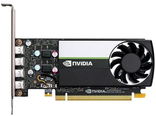 Main image of NVIDIA T1000 4GB Professional Graphics Card, Industrial Package, GDDR6 Memory, 1260MHz, 128-bit, Bandwidth 160GB/s, Single slot design, Ultra-thin and light
