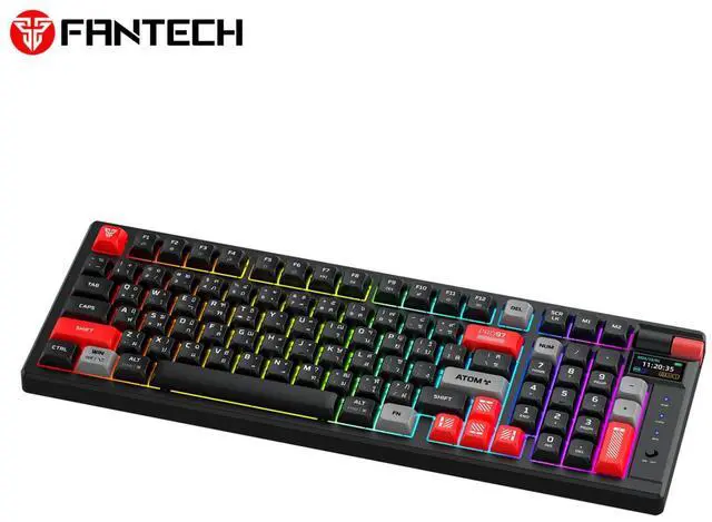 Alt view image 4 of 5 - FANTECH ATOM PRO97 MK918,Mechanical Wireless Keyboard,97Key,Tri-Mode Connection, ARGB Lighting,5 Pin Hot Swappable Switches,Built-In Smart Display,Black (blue switch)