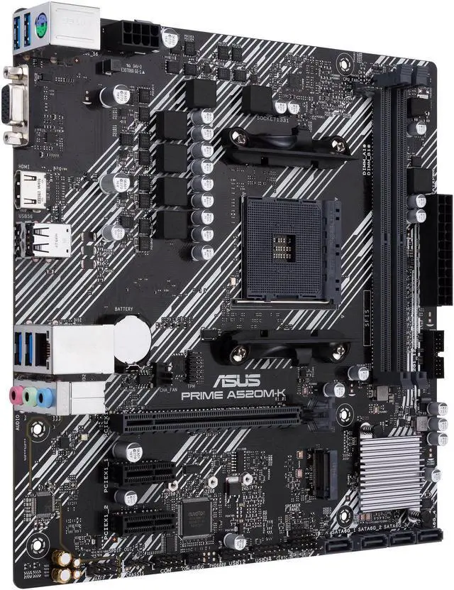 Alt view image 3 of 7 - ASUS PRIME A520M-K AM4 AMD A520 Micro ATX AMD Motherboard