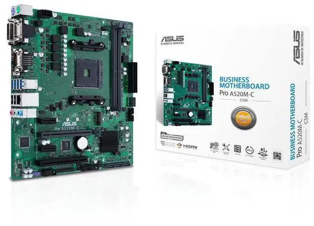 Alt view image 2 of 7 - ASUS PRO A520M-C/CSM business  Motherboard - AMD Chipset - Micro ATX - AMD AM4 socket supports AMD Ryzen 5000 series/5000 G series/4000 G series/3000 series/3000 G series desktop processors
