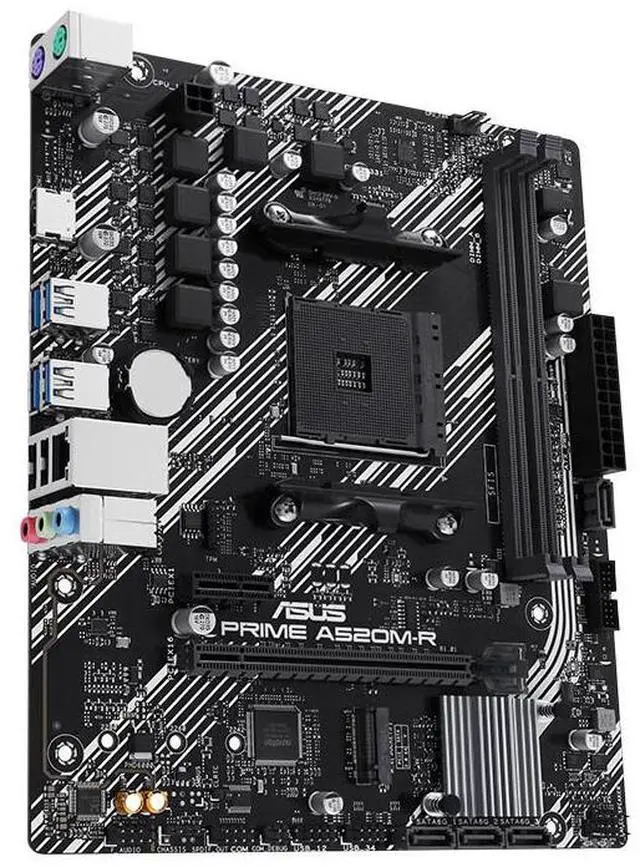 Alt view image 4 of 7 - ASUS PRIME A520M-R motherboard, supports CPU 5600/5500 (AMD A520/Socket AM4), micro-ATX