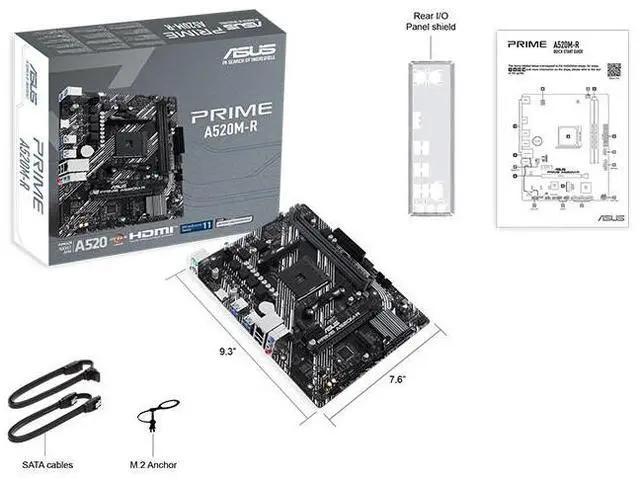 Alt view image 7 of 7 - ASUS PRIME A520M-R motherboard, supports CPU 5600/5500 (AMD A520/Socket AM4), micro-ATX