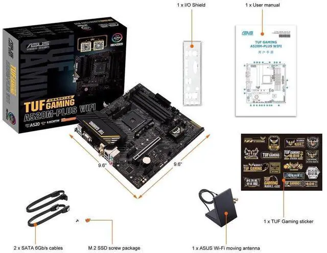 Alt view image 4 of 7 - ASUS  TUF Gaming A520M-Plus AM4 MicroATX DDR4 SATA3 M.2 PCIe M.2 SATA Motherboard