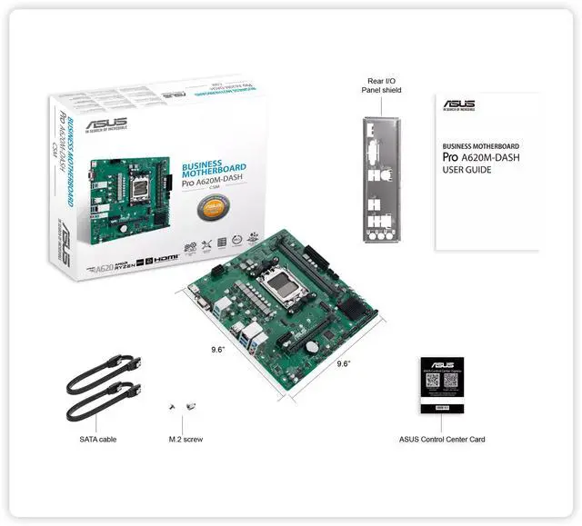 Alt view image 7 of 7 - ASUS Pro A620M-DASH-CSM Business Motherboard, AMD A620 Micro-ATX Commercial Motherboard, AM5 Socket: Supports AMD Ryzen 7000 Series Desktop Processors