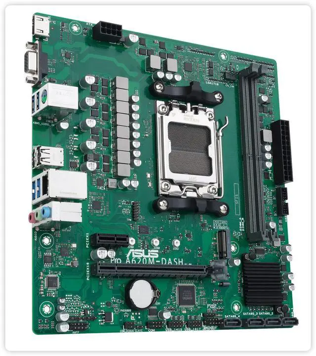 Alt view image 4 of 7 - ASUS Pro A620M-DASH-CSM Business Motherboard, AMD A620 Micro-ATX Commercial Motherboard, AM5 Socket: Supports AMD Ryzen 7000 Series Desktop Processors