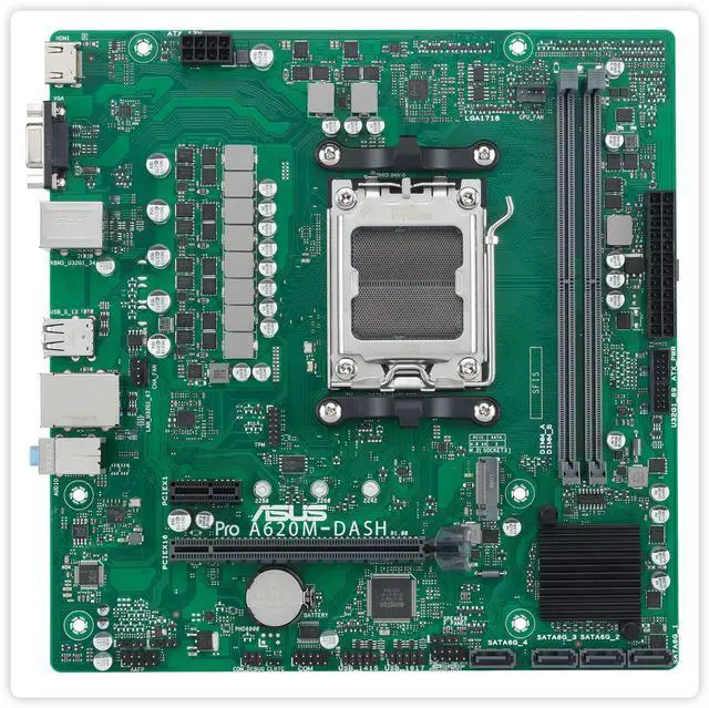 Alt view image 2 of 7 - ASUS Pro A620M-DASH-CSM Business Motherboard, AMD A620 Micro-ATX Commercial Motherboard, AM5 Socket: Supports AMD Ryzen 7000 Series Desktop Processors
