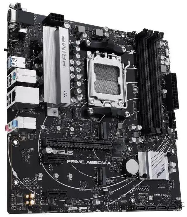 Alt view image 4 of 7 - ASUS PRIME A620M-A Motherboard, AMD AM5 micro-ATX, DDR5, PCIe 4.0, Dual M.2, DisplayPort/HDMI/VGA, USB 3.2 Gen 1 Ports, SATA 6 Gbps, BIOS FlashBack, AI Noise Reduction, AURA SYNC Lighting Effects
