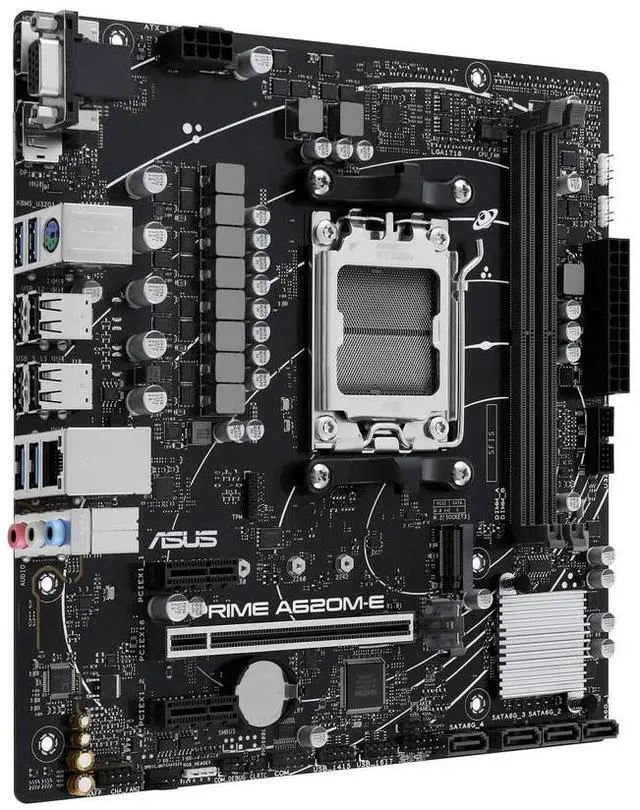 Alt view image 4 of 7 - ASUS PRIME A620M-E Motherboard, AM5, DDR5, PCIe 4.0  AMD A620 micro-ATX,  Supports CPUs 7500F/7600/7700X PRIME A620M-E, AURA SYNC Synchronized Lighting Effects, SATA 6 Gbps