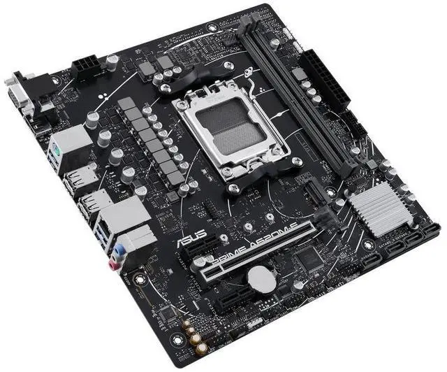 Alt view image 3 of 7 - ASUS PRIME A620M-E Motherboard, AM5, DDR5, PCIe 4.0  AMD A620 micro-ATX,  Supports CPUs 7500F/7600/7700X PRIME A620M-E, AURA SYNC Synchronized Lighting Effects, SATA 6 Gbps