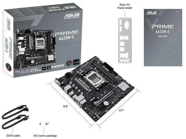 Alt view image 7 of 7 - ASUS PRIME A620M-E Motherboard, AM5, DDR5, PCIe 4.0  AMD A620 micro-ATX,  Supports CPUs 7500F/7600/7700X PRIME A620M-E, AURA SYNC Synchronized Lighting Effects, SATA 6 Gbps