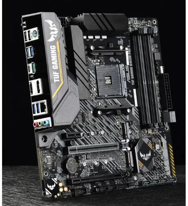 Alt view image 2 of 7 - ASUS TUF GAMING B450M-PRO II Motherboard, AMD Ryzen 3 AM4 DDR4, HDMI, Dual M.2  The micro ATX gaming , PCIe 3.0, AI microphone noise reduction, DisplayPort, USB 3.2,  AURA SYNC RGB
