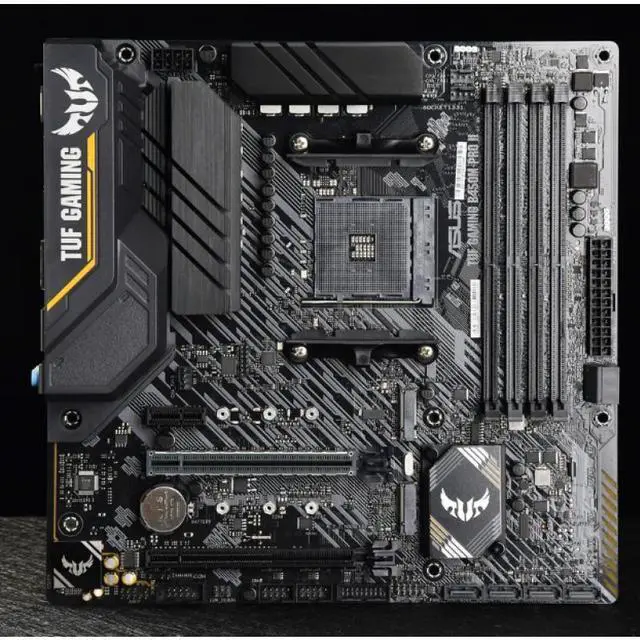 Alt view image 4 of 7 - ASUS TUF GAMING B450M-PRO II Motherboard, AMD Ryzen 3 AM4 DDR4, HDMI, Dual M.2  The micro ATX gaming , PCIe 3.0, AI microphone noise reduction, DisplayPort, USB 3.2,  AURA SYNC RGB