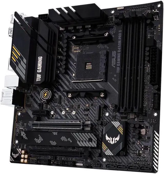 Alt view image 6 of 7 - ASUS TUF GAMING B450M-PRO II Motherboard, AMD Ryzen 3 AM4 DDR4, HDMI, Dual M.2  The micro ATX gaming , PCIe 3.0, AI microphone noise reduction, DisplayPort, USB 3.2,  AURA SYNC RGB