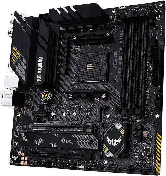 Alt view image 3 of 7 - ASUS TUF GAMING B450M-PRO S AMD AM4 (3rd Gen Ryzen) Micro ATX Gaming Motherboard (8+2 DrMOS Power Stages, 2.5Gb LAN, BIOS FlashBack, AI Noise-Canceling Microphone, USB 3.2 Gen 2, AURA Sync RGB