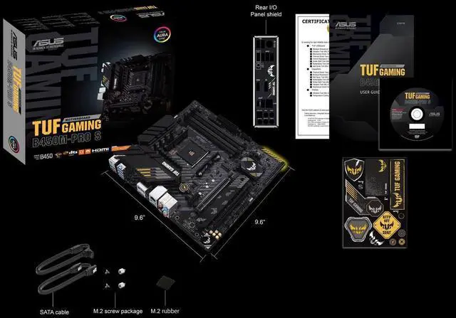 Alt view image 7 of 7 - ASUS TUF GAMING B450M-PRO S AMD AM4 (3rd Gen Ryzen) Micro ATX Gaming Motherboard (8+2 DrMOS Power Stages, 2.5Gb LAN, BIOS FlashBack, AI Noise-Canceling Microphone, USB 3.2 Gen 2, AURA Sync RGB
