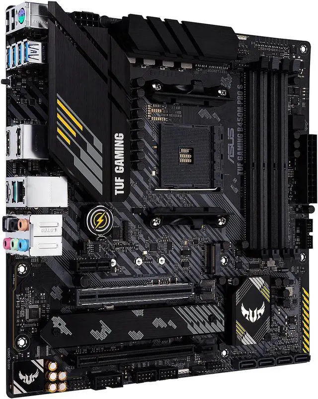 Alt view image 6 of 7 - ASUS TUF GAMING B450M-PRO S AMD AM4 (3rd Gen Ryzen) Micro ATX Gaming Motherboard (8+2 DrMOS Power Stages, 2.5Gb LAN, BIOS FlashBack, AI Noise-Canceling Microphone, USB 3.2 Gen 2, AURA Sync RGB