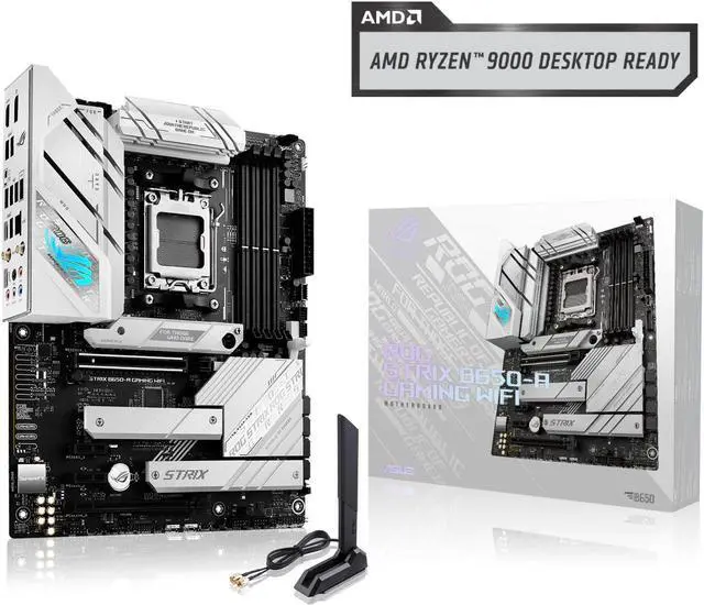Main image of ASUS ROG Strix B650-A Gaming WiFi AMD B650 AM5 Ryzen Desktop 9000 8000 & 7000 ATX motherboard, 12 + 2 power stages, DDR5, 3x M.2 slot, PCIe® 4.0, 2.5G LAN, WiFi 6E, USB 3.2 Gen 2x2 Type-C®, Aura Sync