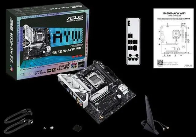 Alt view image 6 of 6 - B650M-AYW WIFI AMD B650 Micro-ATX motherboard supports DDR5,AM5,PCIe 5.0 M.2 support,HDMI,Realtek 2.5Gb Ethernet,Wi-Fi 6,rear USB 10Gbps ports,SATA 6 Gbps,Two-Way AI Noise Cancelation, Aura Sync