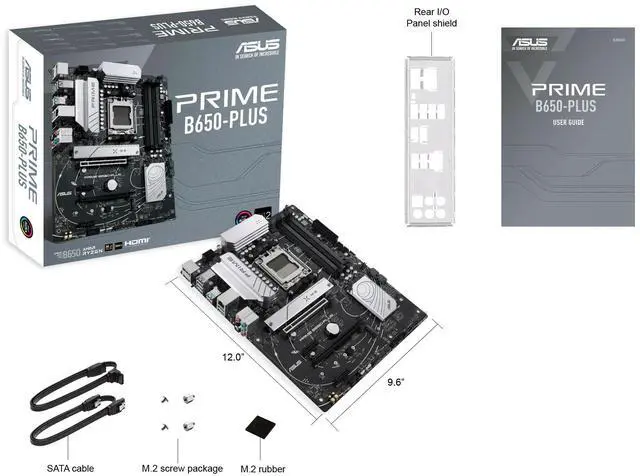 Alt view image 7 of 7 - ASUS PRIME B650-PLUS motherboard,AMD B650 ATX motherboard supports DDR5,PCIe 5.0 M.2,Realtek 2.5G wired LAN,DisplayPort,SATA 6 Gbps,USB 3.2 Gen 2 Type-C®,USB4® support, AURA SYNC