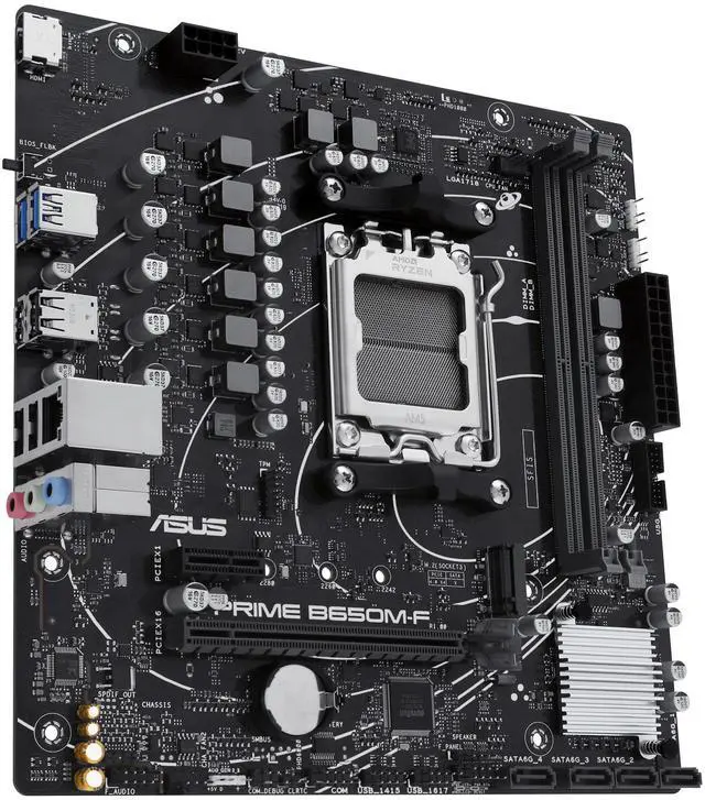 Alt view image 3 of 5 - ASUS PRIME B650M-F-CSM AMD B650 micro-ATX motherboard,AM5,DDR5,PCIe 4.0,M.2 slot,Realtek 1Gb wired LAN card,USB 5Gbps Type-A,SATA 6 Gbps,BIOS FlashBack,Aura Sync